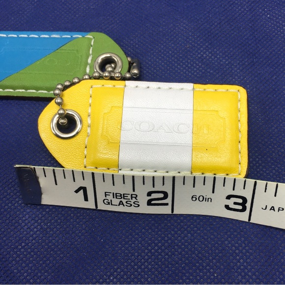 Coach 2 Leather Hang Tags Stripes Key Fob Key Chain Charm - Picture 8 of 11